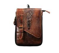 Le'aokuu Herren Verrückt Pferd Leder Tasche Freizeit Universität Schultasche Reisetasche Schultertasche Messenger Bag 611 (611-1 Krokodil Kamel-Größ)