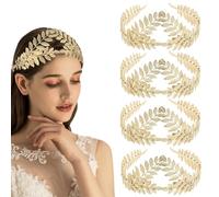 LeapBeast 4 Pezzi Gold Headpiece Headband Bride,Roman Goddess Headband, Laurel Wreath,Golden Hair Accessories Women,for Wedding, Party, Dance Party,Fashion Show,7 Pieces,Headpiece