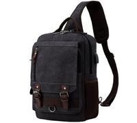 Leaper Retro Canvas Messenger Bag - Unisex Crossbody Shoulder Sling Bag for Travel, Work & Daily Use, A-schwarz 2, X-Large