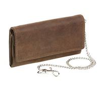 LEAS Bikerbörse Langbörse mit Chrom-Kette im Vintage-Stil MCL in Echt-Leder, braun Chain-Series