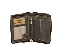 LEAS Damenbörse m. umlaufenden Reißverschluss Lilianen-Muster Echt-Leder, braun Vintage-Collection