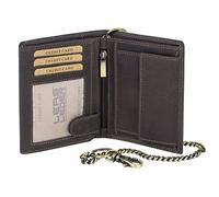 LEAS M ikerkombibörse im Hochformat mit Kette Trucker Vintage-Stil in Echt-Leder, braun - LEAS Chain-Series