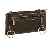 LEAS Schlüsseltasche extra groß mit 2 Ringen und Geschenkbox Echt-Leder, braun Vintage-Collection 15x8x1cm (BxHxT)