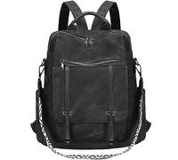 Leathario Rucksakck Damen Wasserdicht,Veganes Leder Cityrucksack,Rucksackhandtasche Mittelgroß, Diebstahlsich Tagesrucksack für Büro,Pendeln,Arbeit,Leicht Elegant Backpack Women Groß für Reise,Schwarz