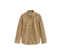 Langarmbluse MARC O'POLO "aus weichem Ziegen-Veloursleder", Damen, Gr. 38, earthy taupe, Obermaterial: 100% Leder (Ziege); Futter: 100% Baumwolle, unifarben, regular fit normal, Blusen (20969332-38) e