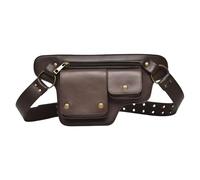 Leather Bum Bag - Vintage Belt Pouch | 32x2.5x17cm Waist Packs with Zippered Storage, Costume Accessory for Fairs, Hiking Waist Packs, Pirate LARP Accessory for Men Reenactments