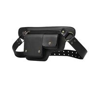 Leather Bum Bag - Vintage Belt Pouch | 32x2.5x17cm Waist Packs with Zippered Storage, Costume Accessory for Fairs, Hiking Waist Packs, Pirate LARP Accessory for Men Reenactments