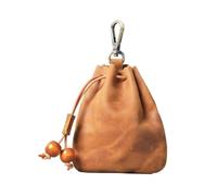 Leather Drawstring Pouch Handgefertigte Geldbörse aus Leder mit Kordelzug, tragbares Mini-Schlüsseletui weichem for Damen