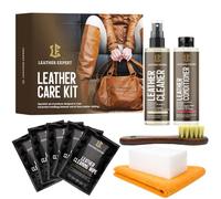Leather Expert Care Kit 2×100 ml - Reinigungs- & Pflegeset für Schuhe, Handtaschen & Accessoires aus Glattleder - Lederreiniger & Conditioner - Inkl. Bürste, Schwamm, Mikrofasertuch & 5 Cleaning Wipes