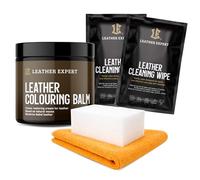 Leather Expert Lederbalsam Set SCHWARZ 250 ml - Lederpflege für Echtleder, Leder Balsam mit Bienenwachs & Carnaubawachs, Lederpflege für Schuhe, Taschen, Möbel & Autoleder (SCHWARZ)