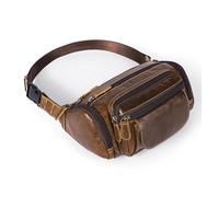 Leather Fanny Pack, Waist Bag Shoulder Bags, Motorcycle Phone Wallet Packs, Multifunctional Chest Satchel for Outdoor Sports Hiking Cycling(Oil Coffee)