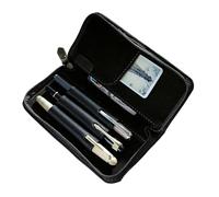 Leather Pen Case - Compact Pencil Pouch, Three Slot Pen Storage Holder for Artist Journaling, Multipurpose Pencil Organizer Pouch, Pencils Storage Case, Travel Stationery Holder for Office School