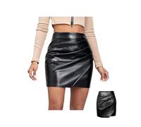 Leather Skirts for Women, Pencil Wrap Skirt High Waisted Stretchy Skirts Summer Sexy Skirts Mini Slim Fit Style Skirt (Black,XL)