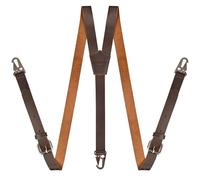 LEATHER VILLAGE Hosenträger aus Leder für Damen und Herren, verstellbar, Y-Rücken, mit Druckknöpfen, Vintage-Stil, klassischer Stil für jeden Anlass, Schwarz, Universal