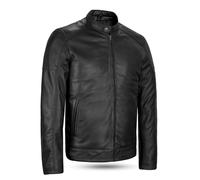 Leatherick Herren Premium Nappa Schafsleder Cafe Racer Schwarze Bikerjacke (DE/NL/SE/PL, Alphanumerisch, L, Regular, Regular, Schwarz)