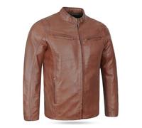 Leatherick Herren Premium Nappa Schafsleder Cafe Racer Schwarze Bikerjacke (DE/NL/SE/PL, Alphanumerisch, 3XL, Regular, Regular, Jacket Brown Hooper Style)