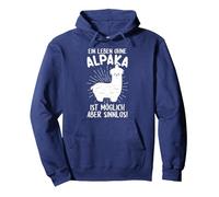 Leben ohne Alpaka sinnlos - Alpaca Lama Liebhaber Pullover Hoodie, Unisex für Erwachsene, Marineblau, XL