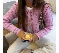 Lebendiger Stil handgewebter strukturierter Cardigan, Damen Langarm Rundhals Pullover Jacke für Herbst/Winter, Knopfverschluss Cardigan, Twist-Seil-St
