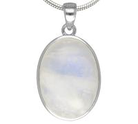 Lebensquelle Plus Regenbogen Mondstein Edelstein Anhänger oval | In 925er Silber gefasst | 18 x 13 mm (weißer Labradorit)