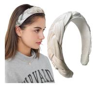 LEBENSWERT Haarreif Samt Geflochtener Haarreifen Damen Trachten Haarreif breit Vintage Harrband Mode Stirnbänder für Frauen (Beige)