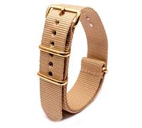 LEBINA Nylon-Uhrenarmband, langlebig, atmungsaktiv, 18mm, 20mm, 22mm, 24mm, Armband, Goldschnalle, Khaki, 20mm