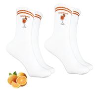 LEBOKJ Aperol Geschenke Frau, 2 Paar Aperol Socken Damen 36-42 Bestickte Aperol Spritz Socke n Lustiges Socke n Geschenk für Aperol Party Liebhaber für Partys, Karneval & Weihnachten