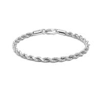 LeCalla 925 Sterling Silber Italienisch Diamond-Cut geflochtene Seil Kette Armband für Frauen 7,5 Zoll