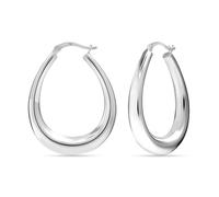 LeCalla 925 Sterling Silber klobig verjüngt Hoop Ohrringe Schmuck Lightweight Click-Top Medium Oval Puffed Shrimp Hoop Ohrringe für Frauen - 35mm | Muttertagsgeschenk für Mama, Ehefrau, Sie