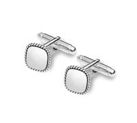 LeCalla 925 Sterling Silber Quadratische Manschettenknöpfe für Männer | Antik Seil Grenze graviert Manschettenknöpfe