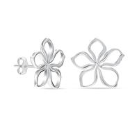 LeCalla 925 Sterlingsilber-Ohrstecker mit Blumenmotiv für Damen | Ohrstecker mit Immergrün-Blumenmotiv | Silberne Ohrringe für Damen 15 mm | Muttertagsgeschenk für Mama, Ehefrau, Sie