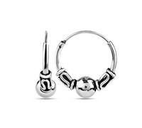 LeCalla Bali-Creolen-Ohrringe aus 925er-Sterlingsilber für Damen, Balinesische Tribal-Kugel-Perlen, klein, zweifarbig, endloses Set, Bali-Creolen, Twist-Piercing, Knorpel, Nase, Lippen, Teenager