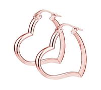 LeCalla Schmuck zum Valentinstag 925 Sterling Silber Creolen Schmuck Rose-Gold plattiert leichtes italienisches Design Liebe Thema asymmetrische Herzform Creolen für Frauen - 30mm