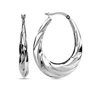 LeCalla Sterling Silber Creolen hochglanzpoliert Garnelen klassische ovale Creolen Ohrring für Frauen - 38MM | Muttertagsgeschenk für Mama, Ehefrau, Sie | Schmuck aus Sterlingsilber