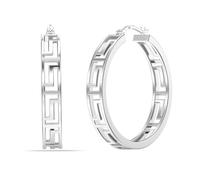LeCalla Valentinsgeschenk 925 Sterling Silber griechischen Schlüssel Muster Creolen Ohrringe | Medium Leichtgewicht griechischen Wand Cut-Out Creolen für Frauen - 30MM