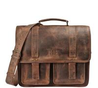 LECONI große Aktentasche Retro Look Collegetasche Unisex DIN A4 Arbeitstasche Damen & Herren Lehrertasche echtes Büffel-Leder Bürotasche Schultasche 40x31x13cm braun LE3030-vin