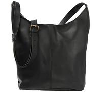 LECONI große Umhängetasche Damen Schultertasche praktische Ledertasche für Frauen Beuteltasche Vintage-Style Damentasche Shopper aus echtem Leder 34x34x11cm schwarz LE0055-wax