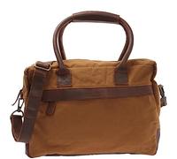 LECONI Kleiner Weekender aus Rinds-Leder & Canvas im Vintage-Look Handgepäck XL Shopper Bürotasche für Damen + Herren Arbeitstasche DIN A4 Schultasche Unitasche 40x30x15cm Cognac LE2007-C