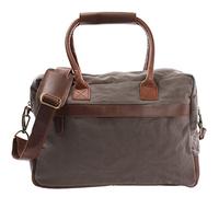 LECONI Kleiner Weekender aus Rinds-Leder & Canvas im Vintage-Look Handgepäck XL Shopper Bürotasche für Damen + Herren Arbeitstasche DIN A4 Schultasche Unitasche 40x30x15cm grau LE2007-C