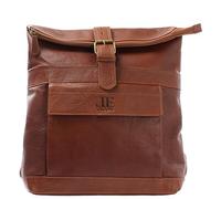 LECONI mittelgroßer Roll-Top Rucksack Natur Büffel-Leder Wanderrucksack Lederrucksack Freizeit-Rucksack DIN-A4 Schule Damen + Herren 34x48x14cm braun LE1034-buf