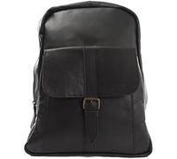 LECONI Rucksack Lederrucksack praktisch + modern Freizeitrucksack Wanderrucksack Stadtrucksack Schulrucksack Vintage-Look für Damen + Herren echtes Leder 33x28x12cm schwarz LE1016-wax