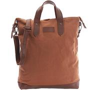 LECONI Shopper Leder + Canvas Vintage-Look Umhängetasche für Damen Henkeltasche große Beuteltasche DIN A4 Damentasche Handtasche 39x45x10cm LE0037-C, Cognac / Braun,