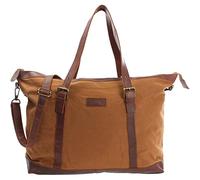 LECONI Weekender Canvas + Rinds-Leder Freizeittasche Reisetasche XL Shopper Damen + Herren Handgepäck Sporttasche Retro-Look 50x36x15cm Cognac LE2013-C