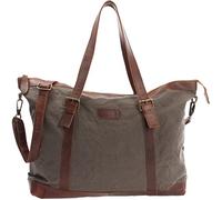 LECONI Weekender Canvas + Rinds-Leder Freizeittasche Reisetasche XL Shopper Damen + Herren Handgepäck Sporttasche Retro-Look 50x36x15cm grau LE2013-C