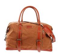 LECONI Weekender groß Canvas + Echt-Leder Retro Reisetasche Unisex Damen + Herren Sporttasche Reise Handgepäck 60x38x25cm Cognac LE2010-C