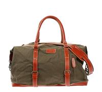 LECONI Weekender groß Canvas + Echt-Leder Retro Reisetasche Unisex Damen + Herren Sporttasche Reise Handgepäck 60x38x25cm grün LE2010-C