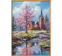 Leczany Kreuzstichmuster, Stempelset für Anfänger, Stickzubehör, Bastelset, Anfänger, Nadelspitze für Erwachsene oder Kinder, 11 CT, 3 Stränge, Creek Cottage, 40,1 x 56,9 cm