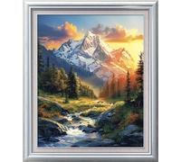 Leczany Kreuzstichmuster, Stempelset für Anfänger, Stickzubehör, Bastelset, Nadelspitze für Erwachsene, Anfänger, 11 CT, 3 Stränge, Berge und Wälder, 40,1 x 50 cm