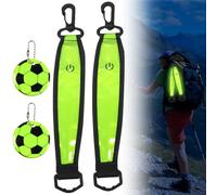 LED Blinklicht Schulranzen,2Stück Reflektorband,Blinklicht Reflektierende Anhänger 2 Wasserdichte Fußball Sicherheits Reflektor Anhänger,Reflektoren Lichtband Kinder für Schulranzen Wandern Laufen