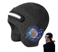 LED-Bluetooth-Musikhut, Bluetooth Beanie mit Licht, Wiederaufladbare Bluetooth-Mütze mit integrierter Lampe & Ohrenklappen, Winter Warme Strickmütze mit 3 Licht Modi, Geschenke für Manner Frauen