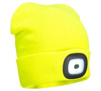 Portwest Beanie mit wiederaufladbarer LED Leuchte, mit USB Anschluss, leuchtgelb (Anstoßkappe & Schutzmütze)